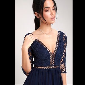 NWT! Lulu’s Avalynn Formal Navy Blue Dress